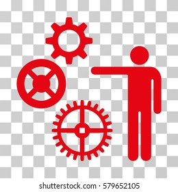 Project Mechanics icon. Vector illustration style is flat iconic symbol, red color, transparent background. Designed for web and software interfaces.