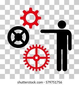 Project Mechanics icon. Vector illustration style is flat iconic bicolor symbol, intensive red and black colors, transparent background. Designed for web and software interfaces.