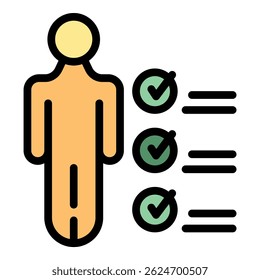 Project member icon. Outline project member vector icon color flat isolated