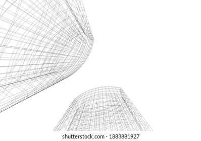 project of modern architecture vector 3d illustration 