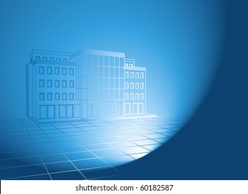 The project office building. Modern multi-storey building.