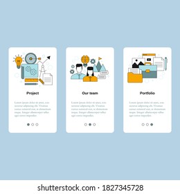 Project, Our team, Portfolio. Vector template for website, mobile website, landing page, ui.