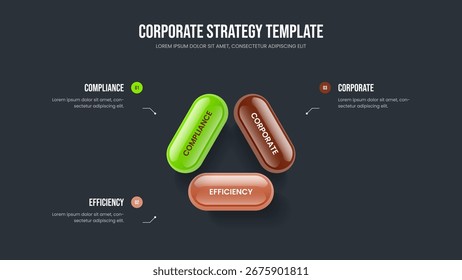 Project Overview 3 Element Infographic Presentation Layout. Company Campaign Three Step Diagram Frame Design. Service Growth Slide Template Vector Illustration.