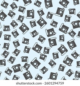 Project paper and measuring tape solid seamless pattern, architect studio theme. Vector graphics. Ruler reel with project plan sign background, filled with glyphs icon
