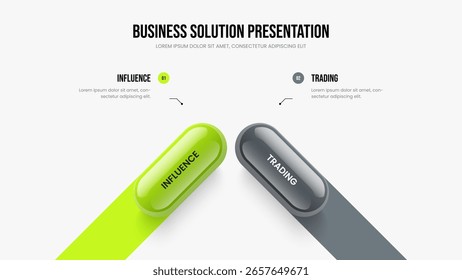 Design do Slide de Diagrama de Elemento do Desempenho do Projeto 2. Introdução do produto Duas opções de layout de apresentação de slides infográfico. Ilustração do vetor de modelo de quadro de campanha de consultoria.
