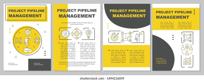 Project pipeline management brochure template layout. Flyer, booklet, leaflet print design with linear illustrations. Business development. Vector page layouts for magazines, annual reports, posters