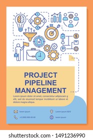 Project pipeline management poster template layout. Business idea development. Banner, booklet, leaflet print design with linear icons. Vector brochure page layouts for magazines, advertising flyers