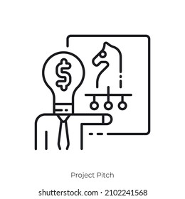 Project Pitch icon. Outline style icon design isolated on white background