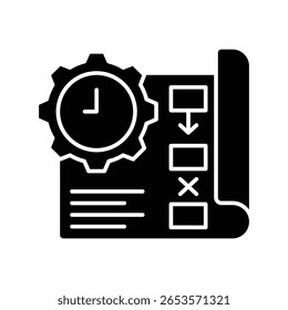 Ícone de Falha do Plano de Projeto. Vetor de Estilo de Glifo. Workflow Interrompido, Programação Atrasada, Projeto Incompleto, Gerenciamento de Processo Interrompido e Erro de Planejamento Relacionado à Falta de Mão-de-Obra