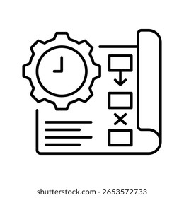 Ícone de Falha do Plano de Projeto. Vetor de estilo de estrutura de tópicos. Workflow Interrompido, Programação Atrasada, Projeto Incompleto, Gerenciamento de Processo Interrompido e Erro de Planejamento Relacionado à Falta de Mão-de-Obra