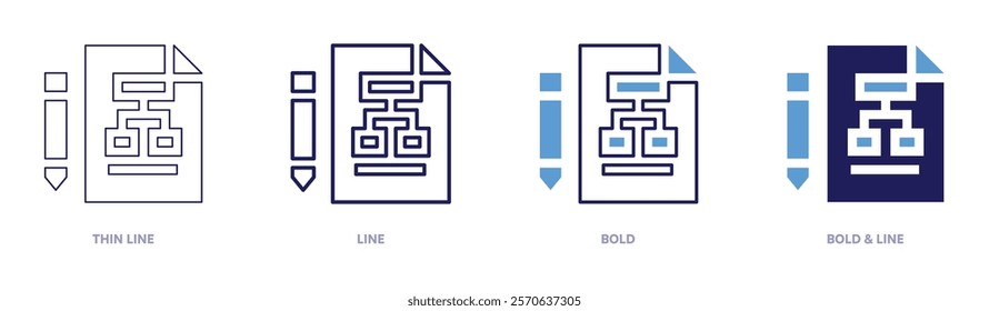 Project plan icon in 4 different styles. Thin Line, Line, Bold, and Bold Line. Duotone style. Editable stroke.