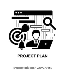 Project plan icon. Project task management. Project organizer isolated on white background vector illustration.