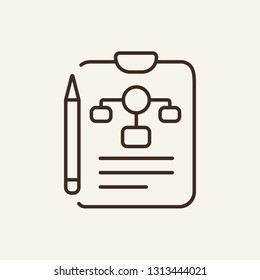 Project plan line icon. Paper document with pen on white background. Architecture concept. Vector illustration can be used for design, office, bureau