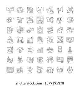 Project plan linear icons, signs, symbols vector line illustration set