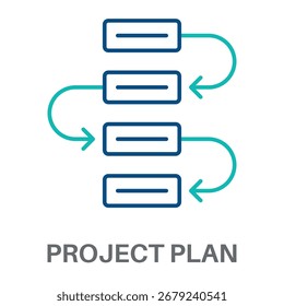 Vetor de design de estilo simples de conceito verde com cor azul do contorno do plano de projeto