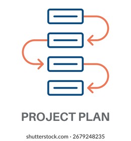 Vetor de design de estilo simples de cor azul com conceito laranja do plano de projeto