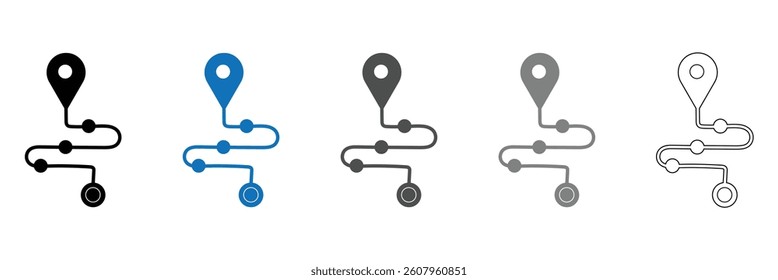 Project plan vector icon set. Project plan vector symbol. Journey path sign. Business guideline vector icon. Project timeline vector symbol. Route navigate line sign for UI designs. EPS 10 .