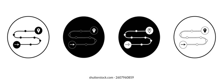 Project plan vector icon set. Project plan vector symbol. Journey path sign. Business guideline vector icon. Project timeline vector symbol. Route navigate line sign for UI designs. EPS 10 .