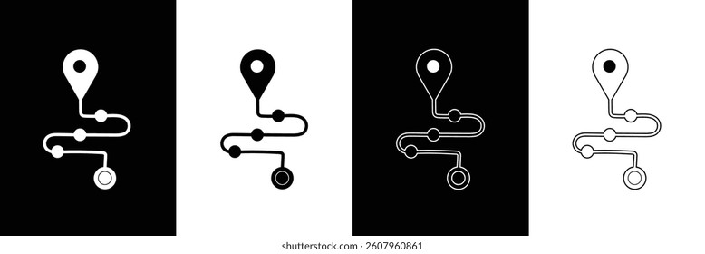 Project plan vector icon set. Project plan vector symbol. Journey path sign. Business guideline vector icon. Project timeline vector symbol. Route navigate line sign for UI designs. EPS 10 .