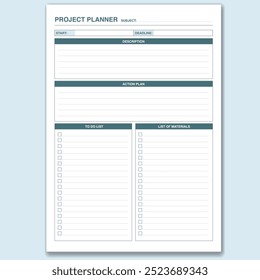 Planificador de proyectos proporción dorada Plantilla imprimible