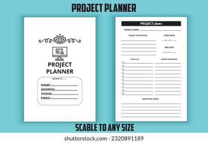 Project planner logbook. Low content kdp interior design template