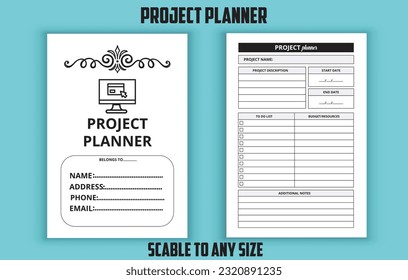 Project planner logbook. Low content kdp interior design template