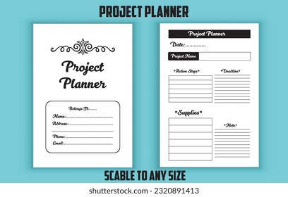 Project planner logbook. Low content kdp interior design template