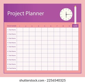 Project planner and project tracker template