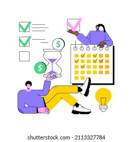 Project Planning Abstract Concept Vector Illustration. Project Plan Creation, Schedule Management, Business Analysis, Vision And Scope, Timeline And Timeframe Estimate, Document Abstract Metaphor.