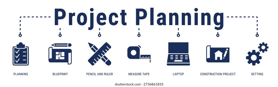 Project Planning banner presenting design preparation, measurements, and digital tools for organized construction project execution