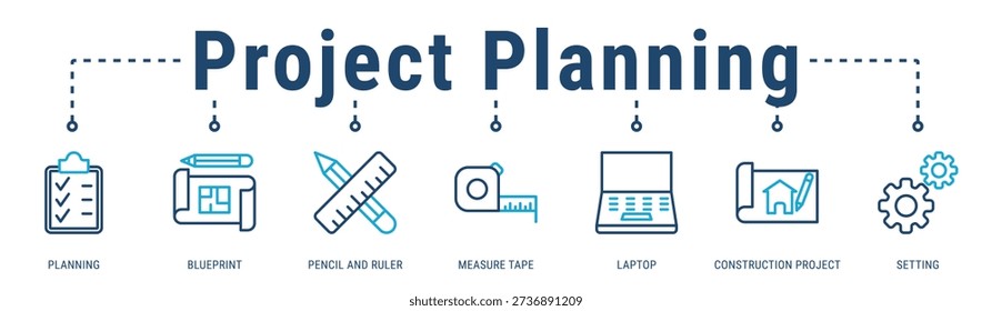 Project Planning banner presenting design preparation, measurements, and digital tools for organized construction project execution