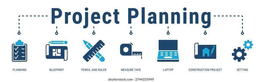 Project Planning banner presenting design preparation, measurements, and digital tools for organized construction project execution