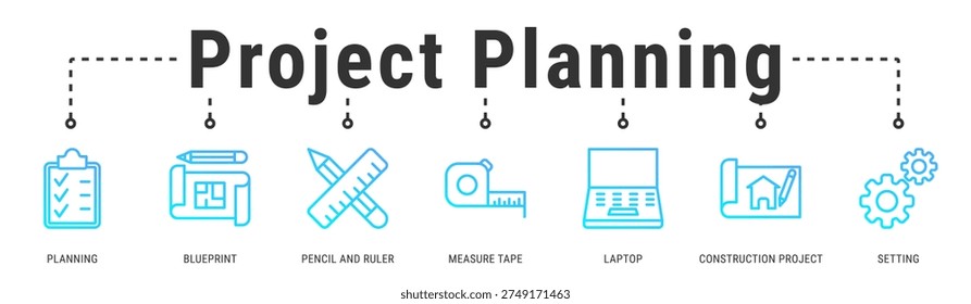 Project Planning banner presenting design preparation, measurements, and digital tools for organized construction project execution