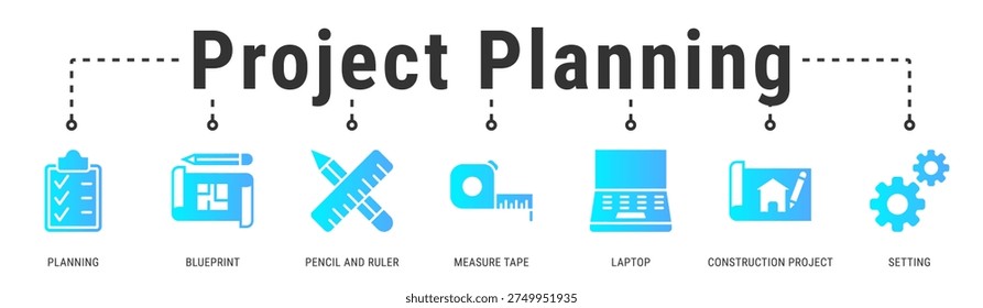Project Planning banner presenting design preparation, measurements, and digital tools for organized construction project execution