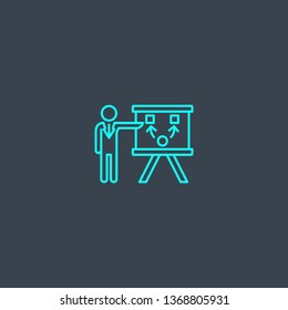 Project Planning concept blue line icon. Simple thin element on dark background. Project Planning concept outline symbol design. Can be used for web and mobile UI/UX