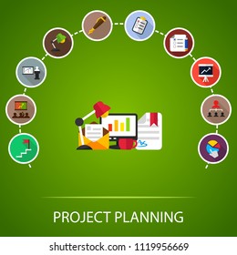 Project Planning Flat Icons Concept Vector Stock Vector (Royalty Free ...