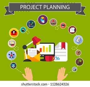 Project Planning Flat Icons Concept Vector Stock Vector (Royalty Free ...