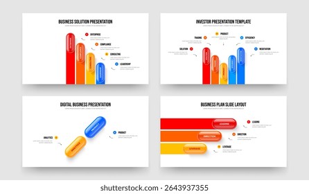 Project Planning Four Five Two Three Step Infographic Presentation Template Vector Illustration Bundle. Financial Proposal 4 5 2 3 Element Diagram Slide Design Set.