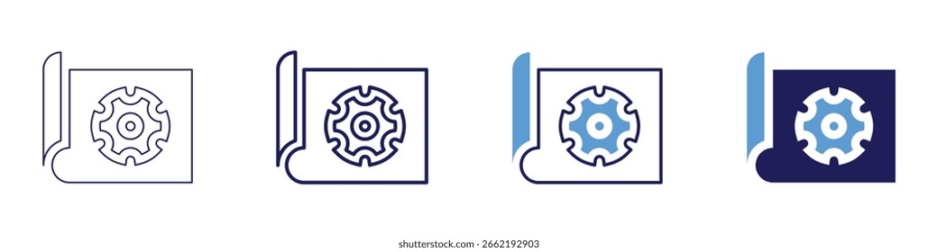 Project planning icon in 4 different styles. Thin Line, Line, Bold Line, Duotone. Duotone style. Editable stroke.