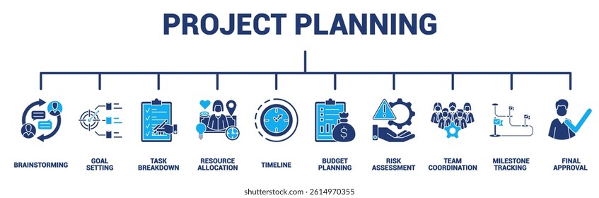 Project Planning icon banner for infographic Dualtone style.