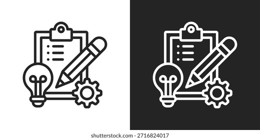 Icono De Planificación De Proyectos En Estilo De Línea En Blanco Y Negro