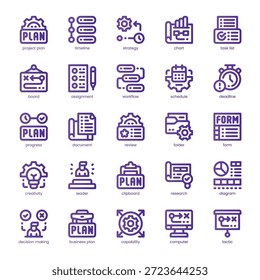 Paquete de iconos de planificación de proyectos para su Sitio web, móvil, presentación y diseño de logotipos. Diseño básico del color de la línea del icono de planificación del proyecto. Ilustración gráfica de Vector y trazo editable.