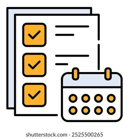 Project Planning vector icon, checklist and calendar icon, task management and scheduling illustration