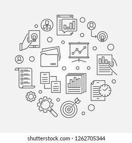 Project planning vector round concept minimal illustration in thin line style