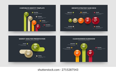 Proyecto Cartera Cuatro Cinco Dos Tres Paso Infografía Marco Plantilla Ilustración vectorial Paquete. Colección de diseño de diapositivas de diagrama de Perfil simple 4 5 2 3.