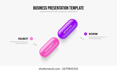 Project Portfolio Frame Template Vector Illustration. Advertising Performance Two Step Diagram Presentation Layout. Market Planning 2 Element Infographic Slideshow Design.