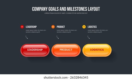 Project Portfolio Slide Design Vector Illustration. Investor Strategy 3 Option Diagram Slideshow Layout. Service Briefing Three Element Infographic Presentation Template.