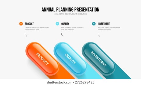 Project Portfolio Slide Template Vector Illustration. Consulting Solution 3 Element Diagram Presentation Layout. Modern Innovation Three Option Infographic Slideshow Design.