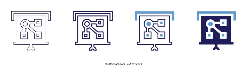 Project presentation icon in 4 different styles. Thin Line, Line, Bold Line, Duotone. Duotone style. Editable stroke.