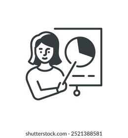 Project presentation icon, flat vector illustration